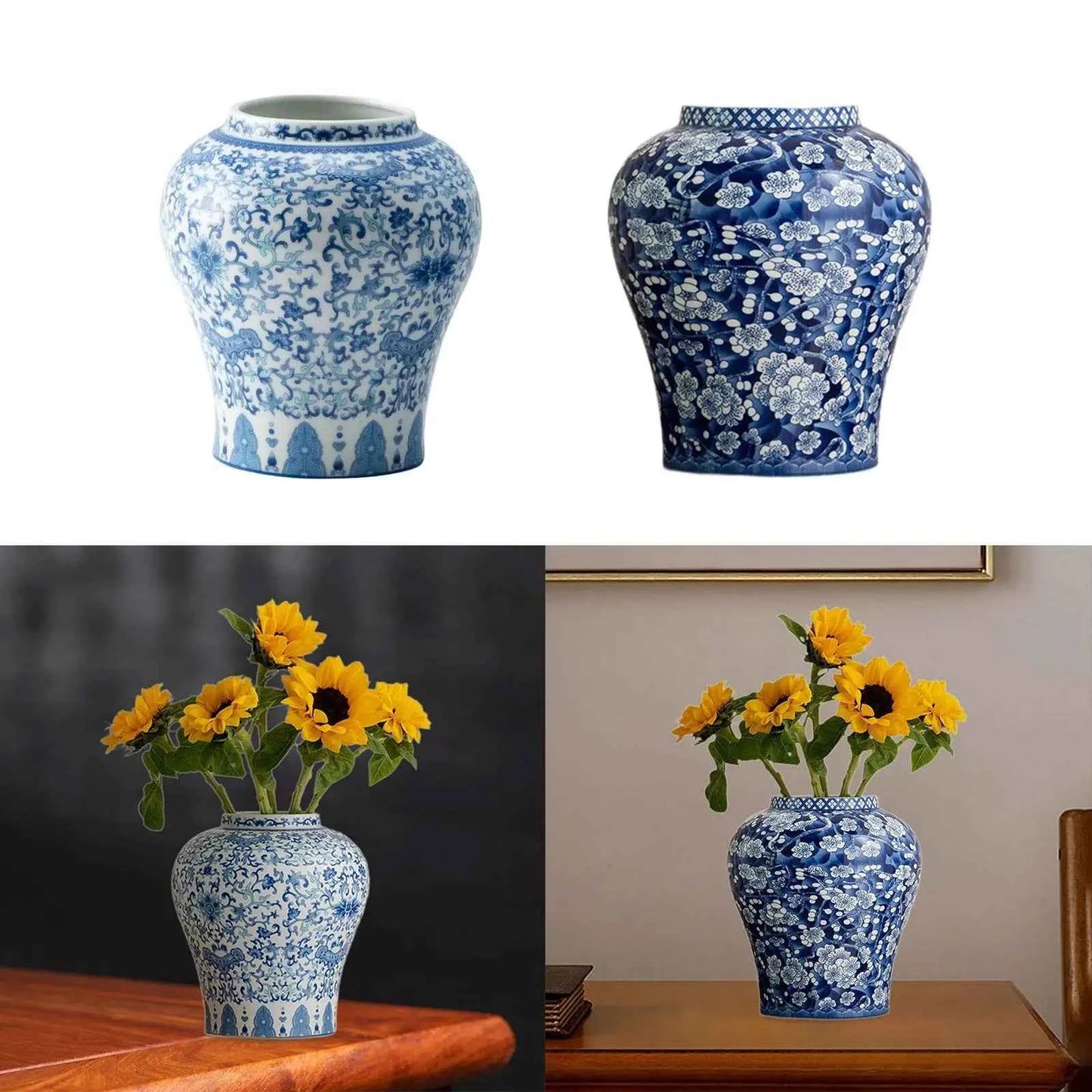 Ceramic Flower Vase Blue and White Porcelain Vase for Wedding Home Decor