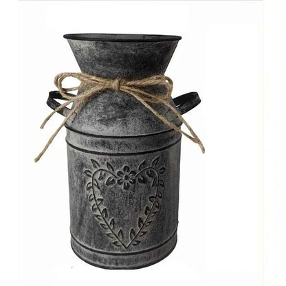 Retro metal and simple decorative vases, coarse-leaf milk kettles for flower arrangement, garden flowerpots and flower buckets