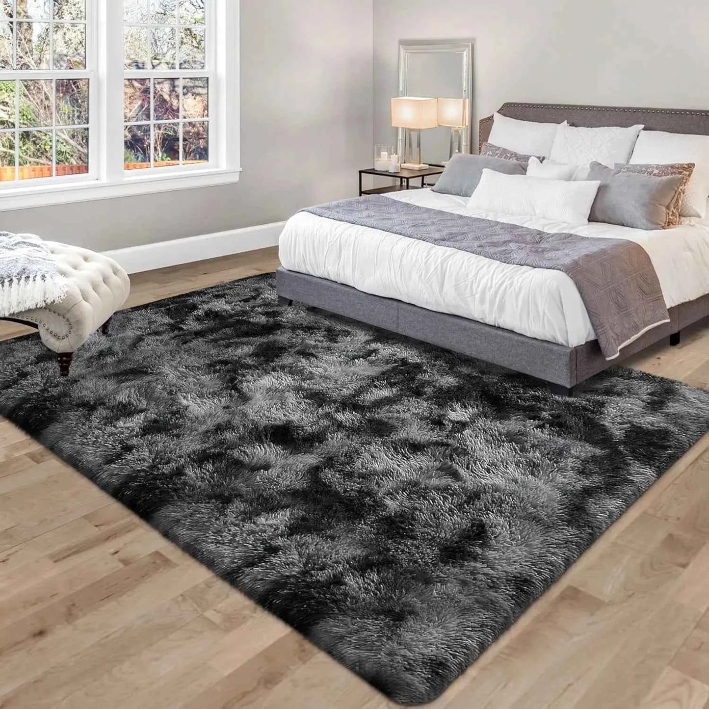 Soft Area Rugs for Living Room Non-Slip Thick Plush Carpets for Winter Anti-Slip Fluffy Artificial Velvet Rugs Soft Gray Carpets