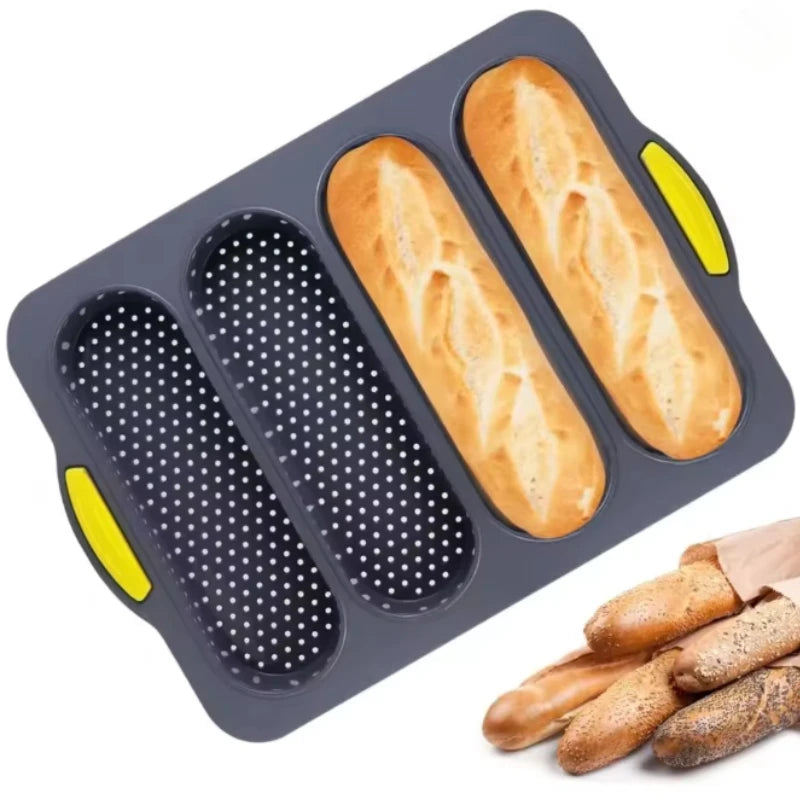 4 Grids Silicone Cake Mold Bread Baking Mold Bread Pan Baguette Baking Tray No Stick Loaf Pan Bread Toast Mould Pastry Tools