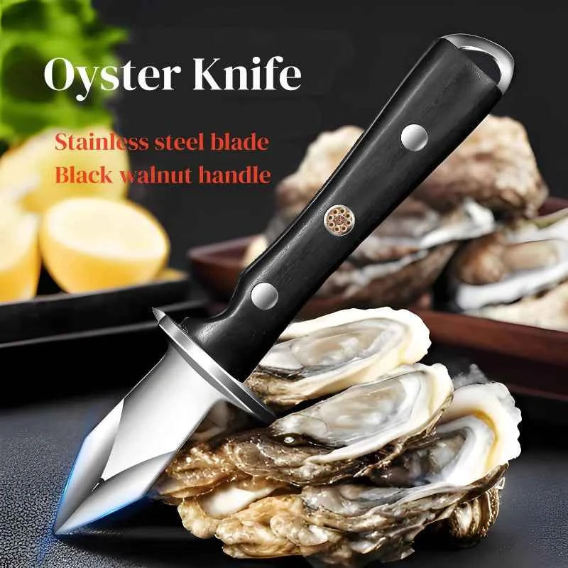 Black Color Wood Stainless Steel Oyster Knife Kitchen Tools Accessories Light Luxury Thickened Shell Opener Gadgets