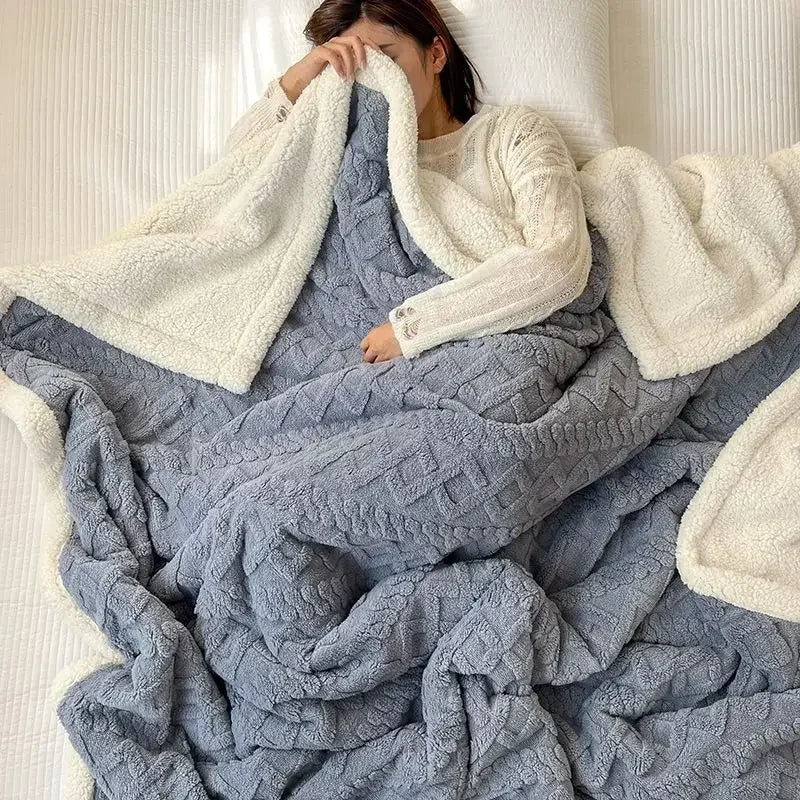 Tafu Flannel Double-layer Blanket Thick Sofa Office Nap Cover Blankets Student Dormitory Bed Sheets Air Conditioning Blankets