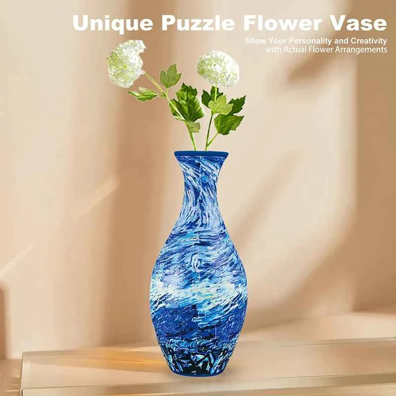 3D Puzzle Vase Flower Porcelain Design DIY Assembly Educational Toy Home Decoration House Arrangement Warming Christmas Gift Toy