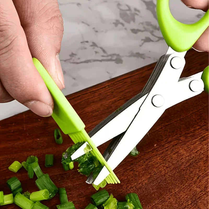 Multi-Layer Stainless Steel Kitchen Scissors for Scallion, Herb and Vegetable Cutting