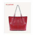 Red Cowhide Leather Tote Bag, Extra Large Capacity