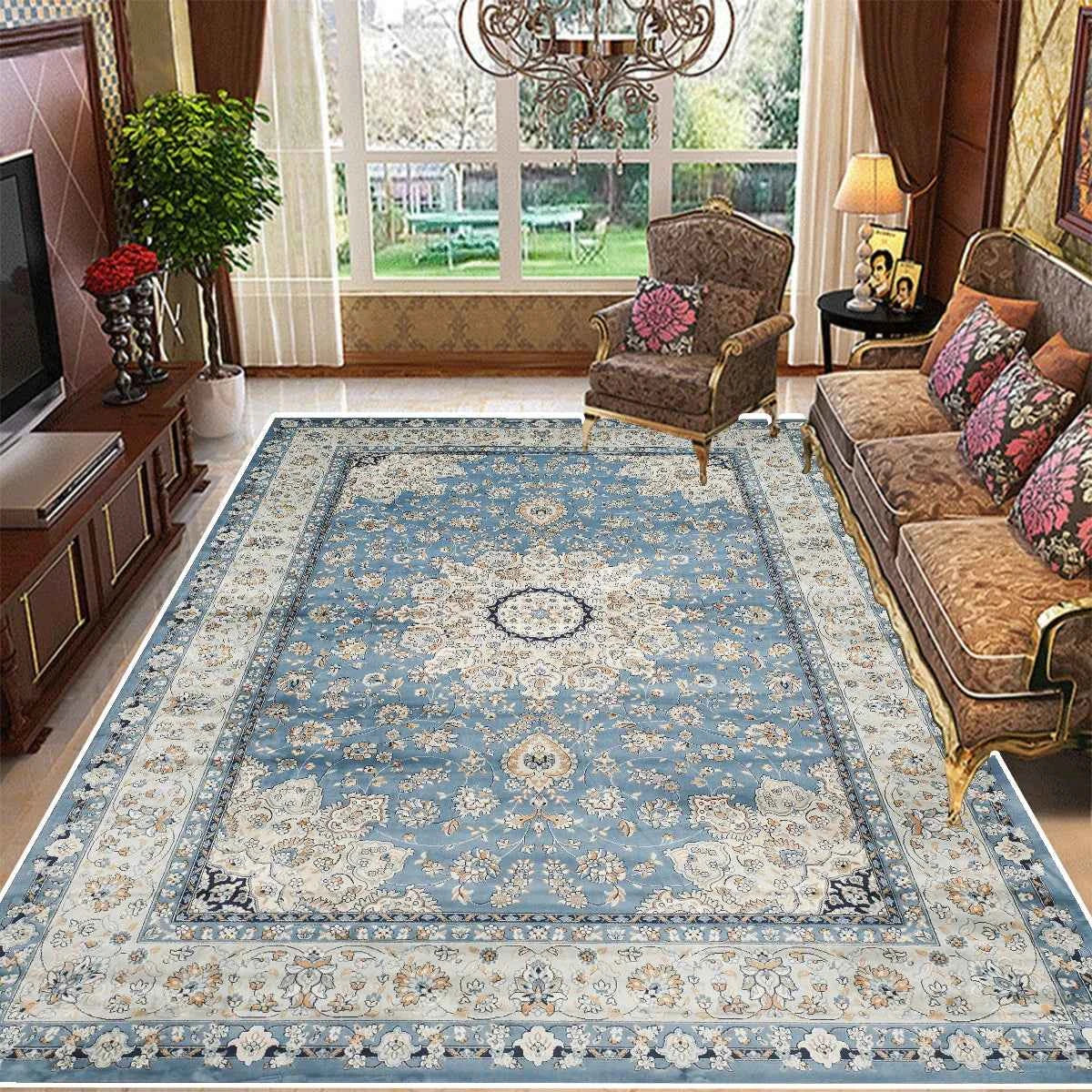Retro Bohemian Persian Style Carpet for Living Room Comfortable Soft Non-slip Bedroom Rugs Classical Entrance Door Mat Washable