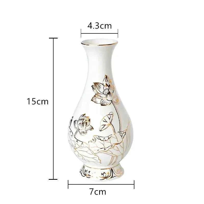 Home Ceramics Lotus Vases Ornaments Buddha Hall Worship Accessories Living Room Flower Arrangement Vase Decoration Crafts