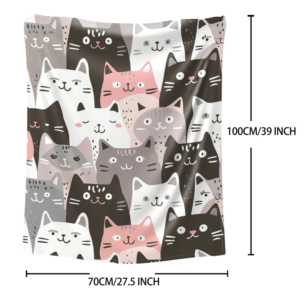 Whimsical Cat Print Flannel Throw Blanket - Ultra-Soft, Lightweight, Warm, and Cozy for All Seasons - Perfect for Snuggling Up on Bed, Sofa, Office, Camping, and Travel Adventures