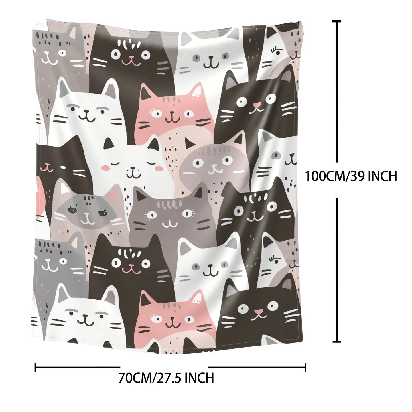 Whimsical Cat Print Flannel Throw Blanket - Ultra-Soft, Lightweight, Warm, and Cozy for All Seasons - Perfect for Snuggling Up on Bed, Sofa, Office, Camping, and Travel Adventures