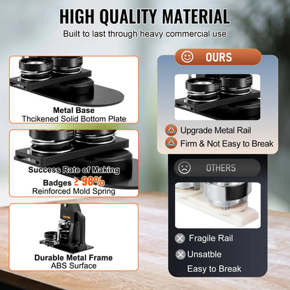 Badge Maker Machine 25+58MM/32+58MM DIY Button Pin with 500Pcs Free Parts Press Kit Circle Manufacture Button Tool