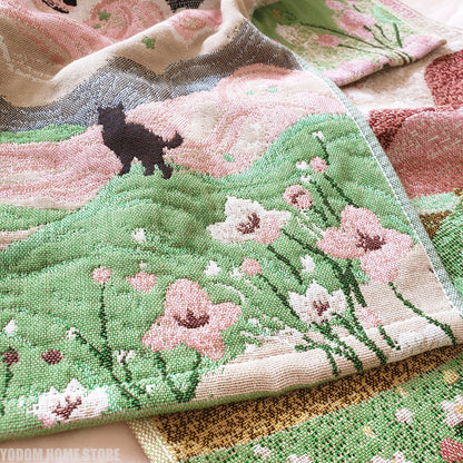 Pastoral Cats 100% Cotton Four-layer Gauze Towel Printed Hand Towel