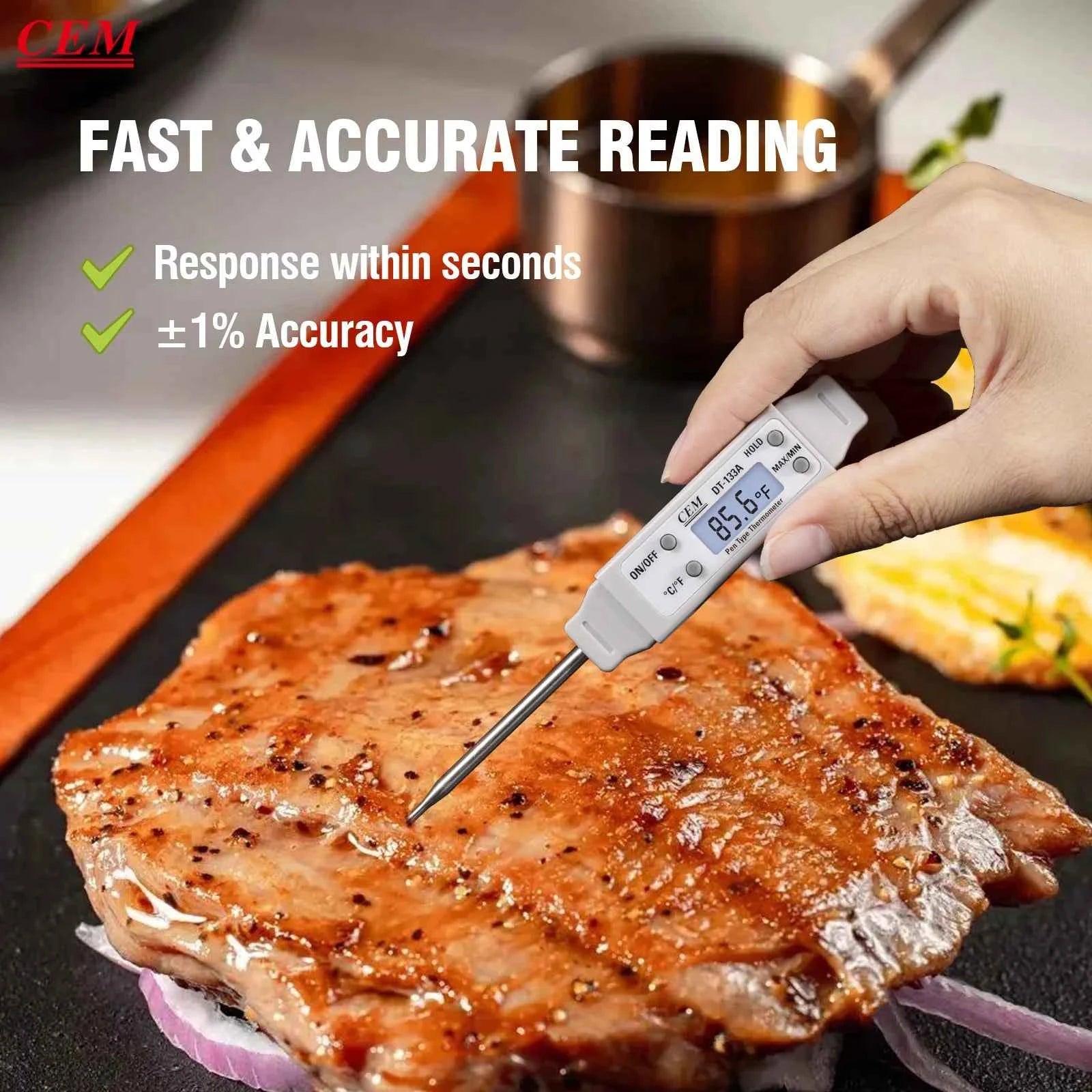 CEM DT-133A Pen Type Thermometer Digital Cooking Pocket Thermometer With Backlight and Magnet for BBQ