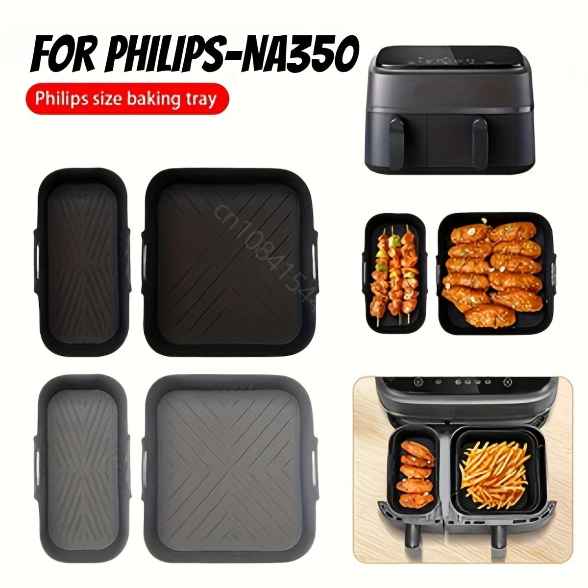 Air Fryer Silicone Liner for Philips Dual Basket Air Fryer NA350 Series 6L/3L Reusable Dual Airfryer Liner Air Fryer Accessories