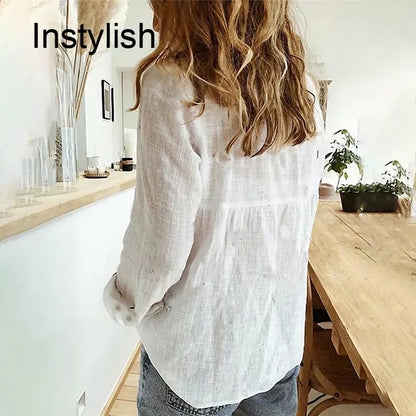 Women's Cotton Linen Loose Shirt — Y2K Streetwear Harajuku Tunic Blouse