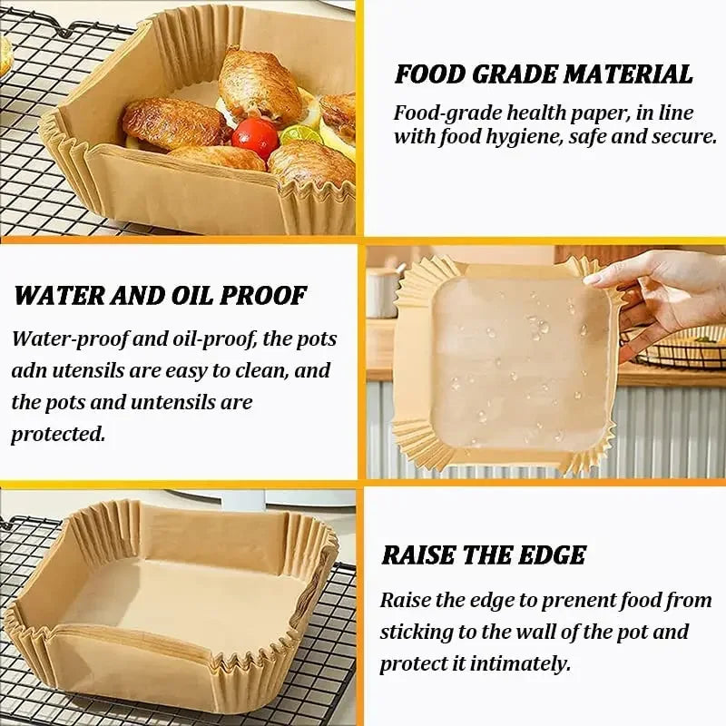 Disposable Air Fryer Liners, Square & Round Non-Stick Baking Paper