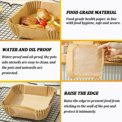 Disposable Air Fryer Liners, Square & Round Non-Stick Baking Paper