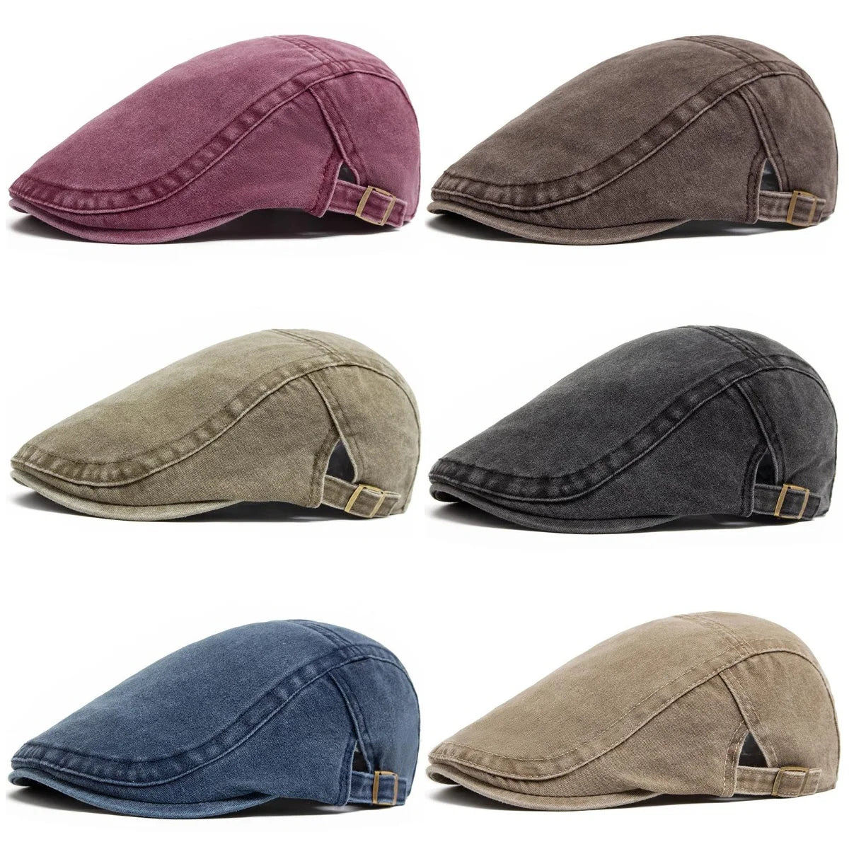 Retro Washed Denim Newsboy Cap