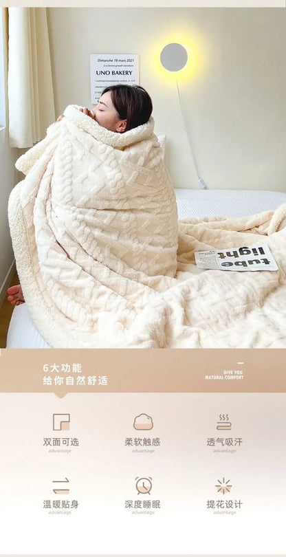 Tafu Flannel Double-layer Blanket Thick Sofa Office Nap Cover Blankets Student Dormitory Bed Sheets Air Conditioning Blankets