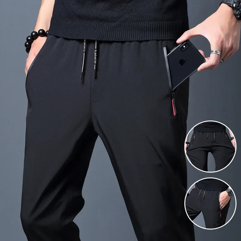 Men's Stretch Slim Fit Elastic Waist Jogger Pants — Korean Classic Casual Trousers