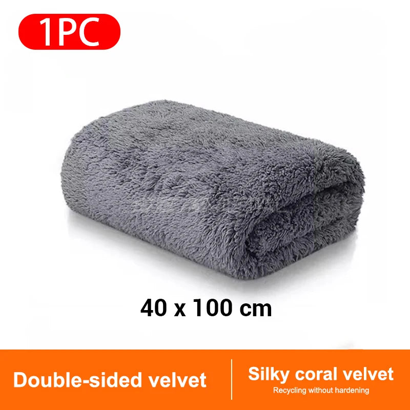 Coral Velvet Car Wash Towel, 40x100cm No-Hem