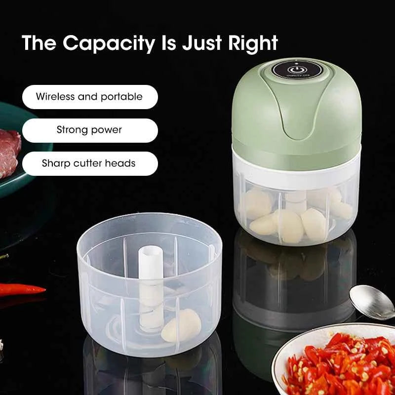 Electric Garlic Chopper Masher Portable USB Rechargeable Multi Function Meat Grinder For Vegetable Fruit Mincer Kitchen Tool