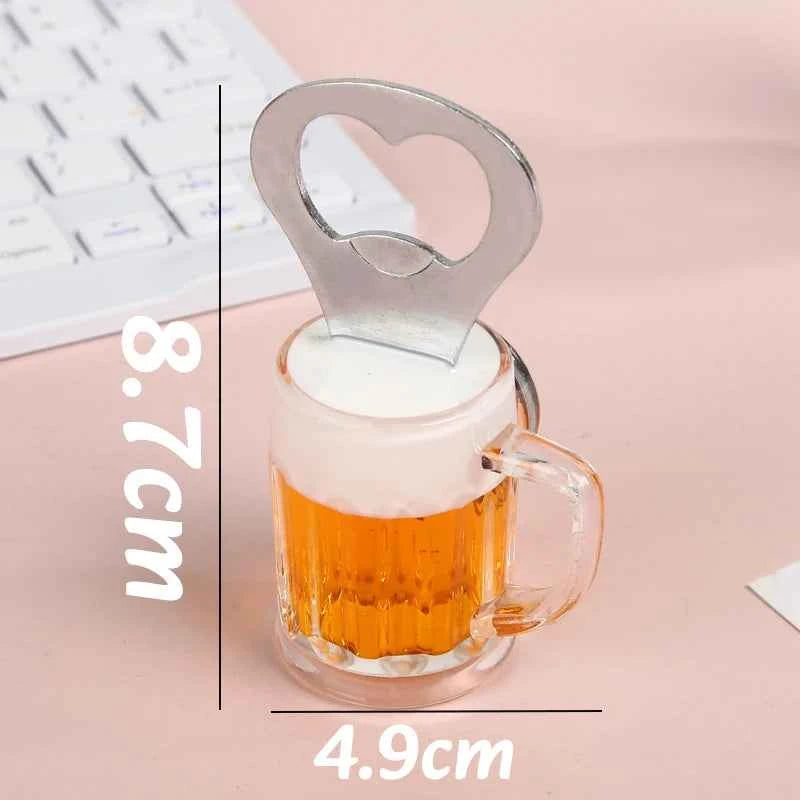 1-5PC Creative Beer Glass Shaped Soda Bottle Opener Magnetic Hanging Bottle Opener Fridge Magnets Funny Gift Home Kitchen Gadget