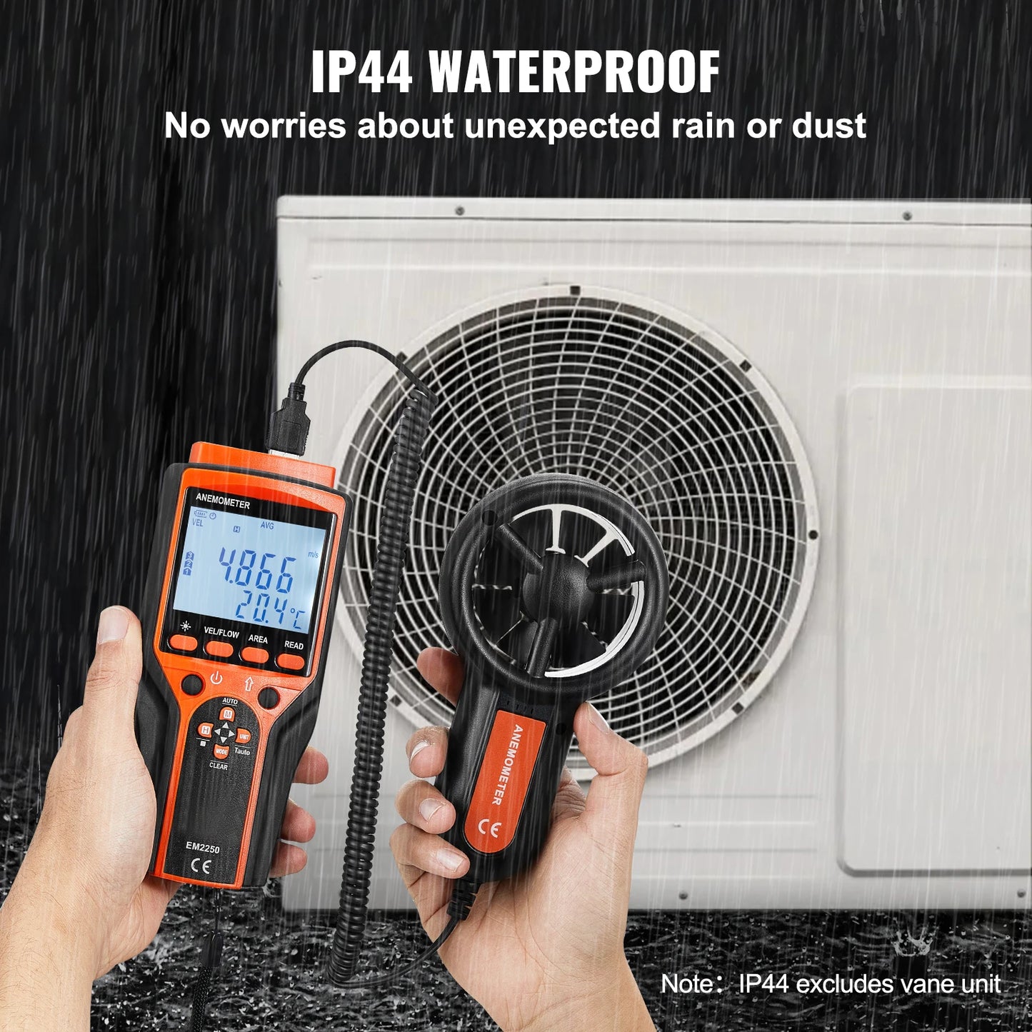 Handheld Anemometer LED Digital Wind Speed CFM Meter Gauge Measures Wind Velocity Wind Temperature Air Flow Wind Chill