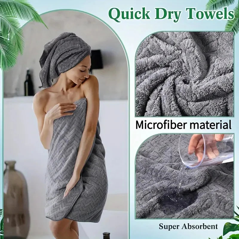 4/6 Pcs Towel Set - Soft Hand Towel Absorbent Bath towel Set 2 Size