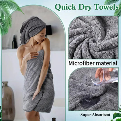 4/6 Pcs Towel Set - Soft Hand Towel Absorbent Bath towel Set 2 Size
