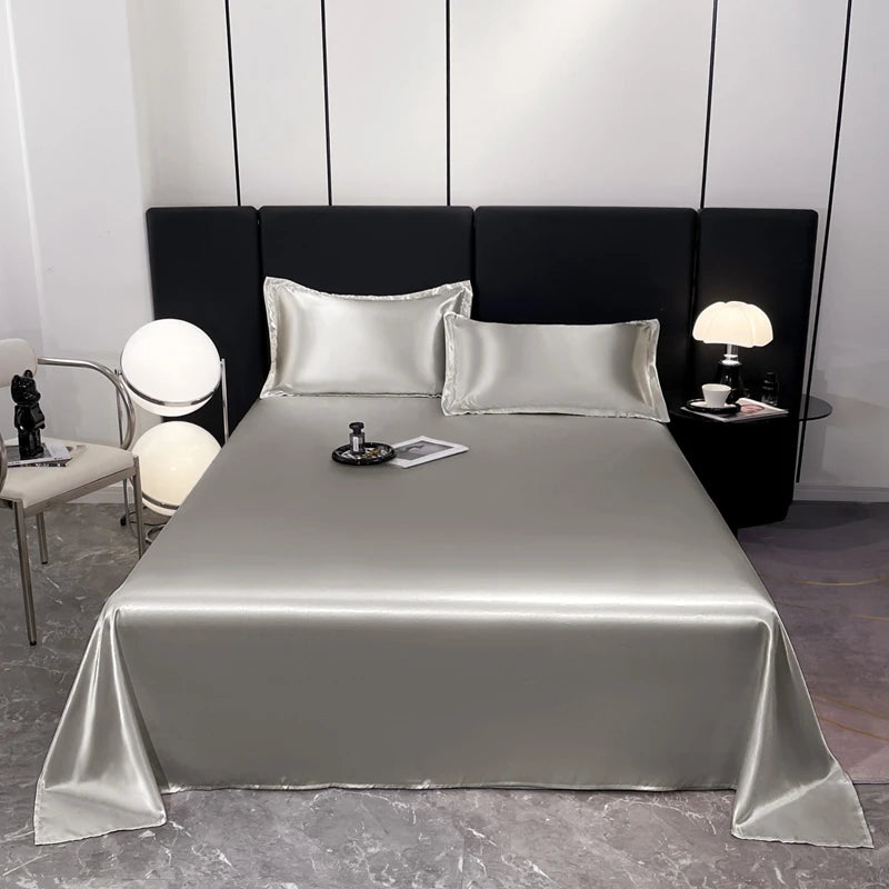 High-end Mulberry Silk Bed Sheet and Pillowcase or Only A Bedsheet Luxury Stain Silky Bed Sheet Set Queen Beautify Skin Bedsheet