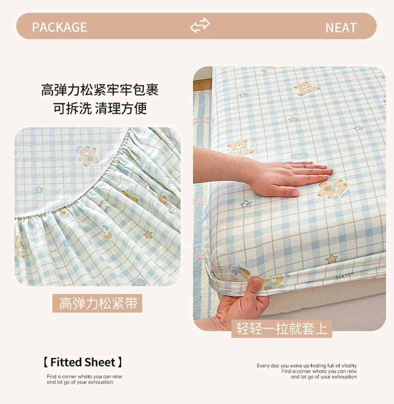 100% Cotton Cute Bear Print Bed Sheet, All Sizes