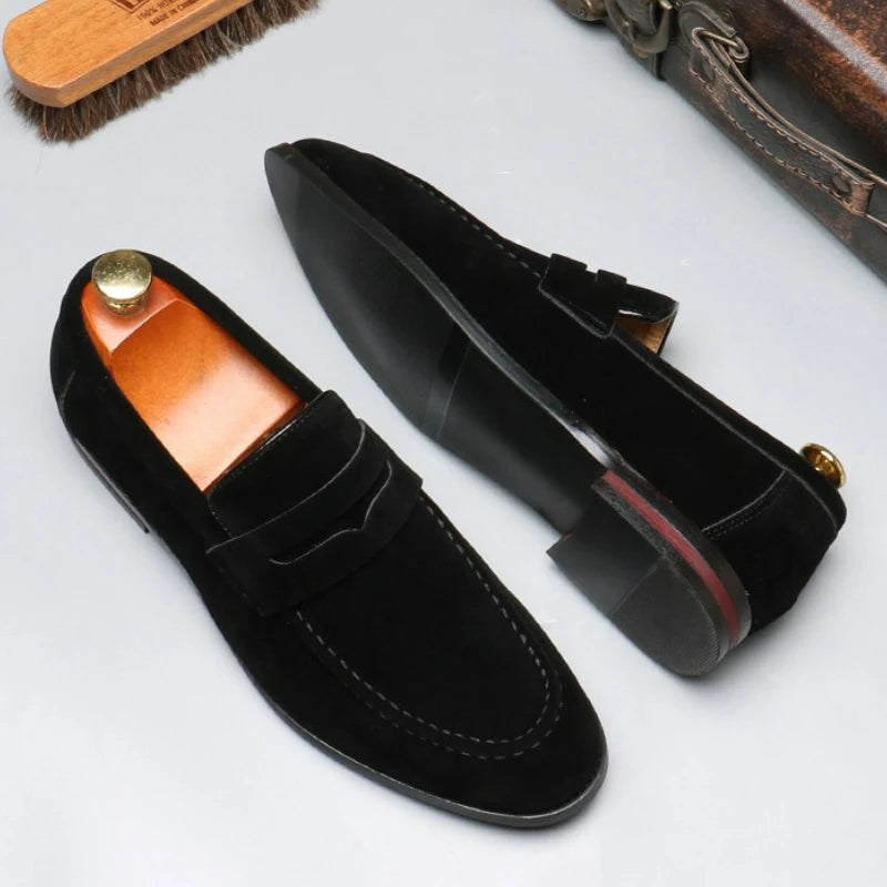 Men's Suede Loafers | Slip-On Dress Shoes for Wedding Business & Formal Events