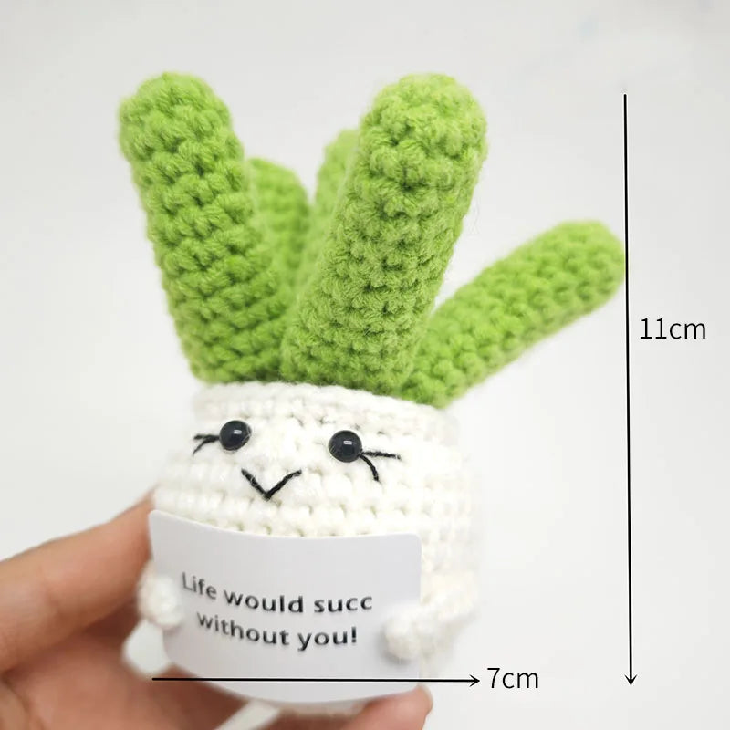 Crochet Flower Artificial Tulip Potted Finished Hand Woven Plants Knitted Sunflower Wedding Gift for Guests Home Decoration