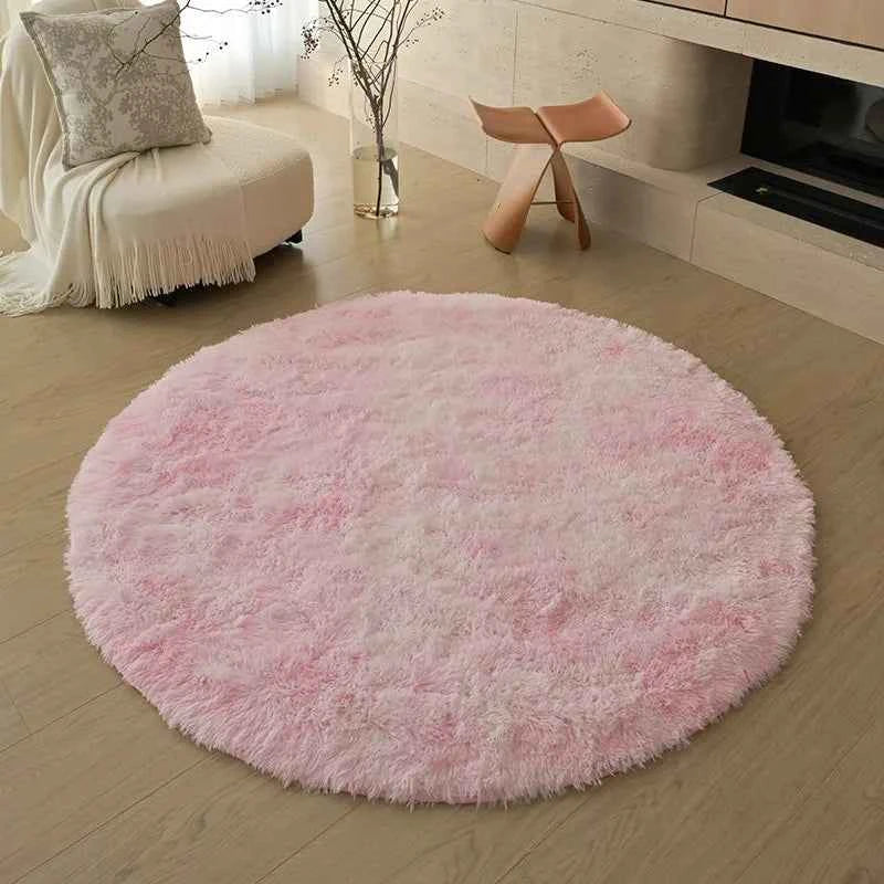 VIKAMA Ins White Round Carpet, Furry Floor Mat, Living Room, Home Blanket, Bedroom, Indoor Room, Plush Home Decoration Carpet