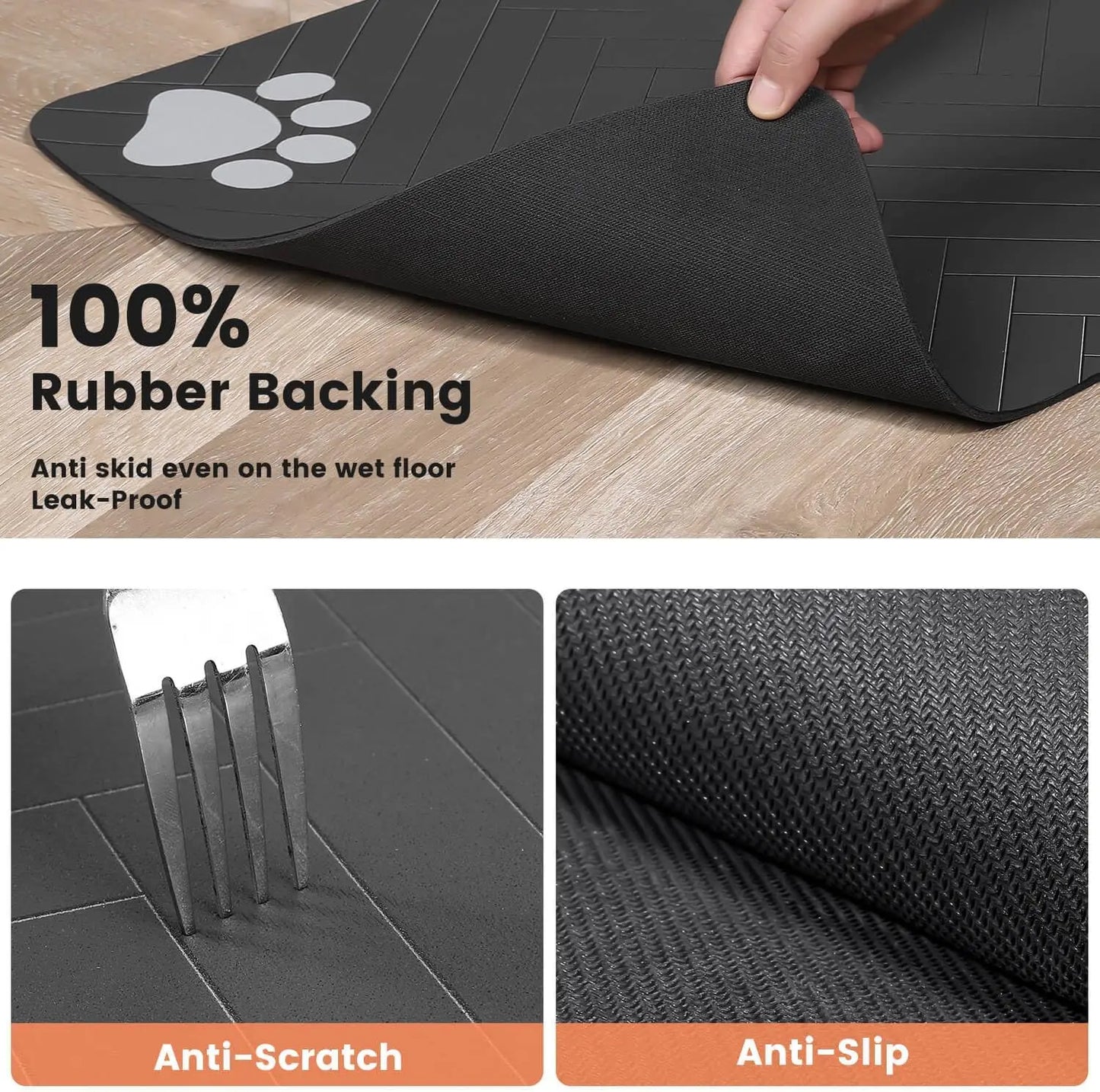 Absorbent Pet Feeding Mat — Waterproof Non-Slip Placemat for Dog & Cat Food Bowls