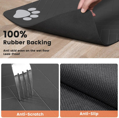 Absorbent Pet Feeding Mat — Waterproof Non-Slip Placemat for Dog & Cat Food Bowls