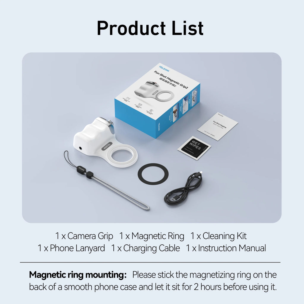 TELESIN Fun Shot Magnetic Phone Grip 2 – MagSafe, DSLR Controls, Wireless Remote, iPhone & Android