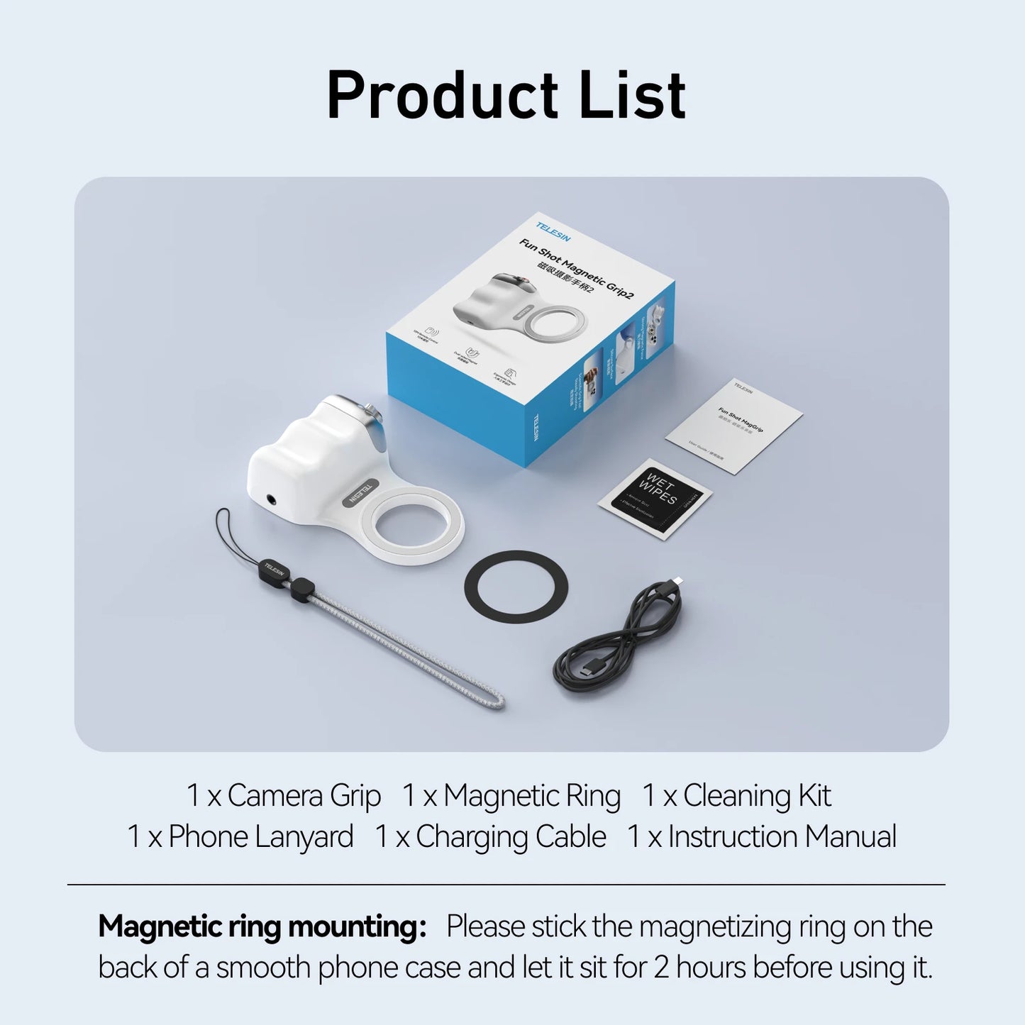 TELESIN Fun Shot Magnetic Phone Grip 2 – MagSafe, DSLR Controls, Wireless Remote, iPhone & Android
