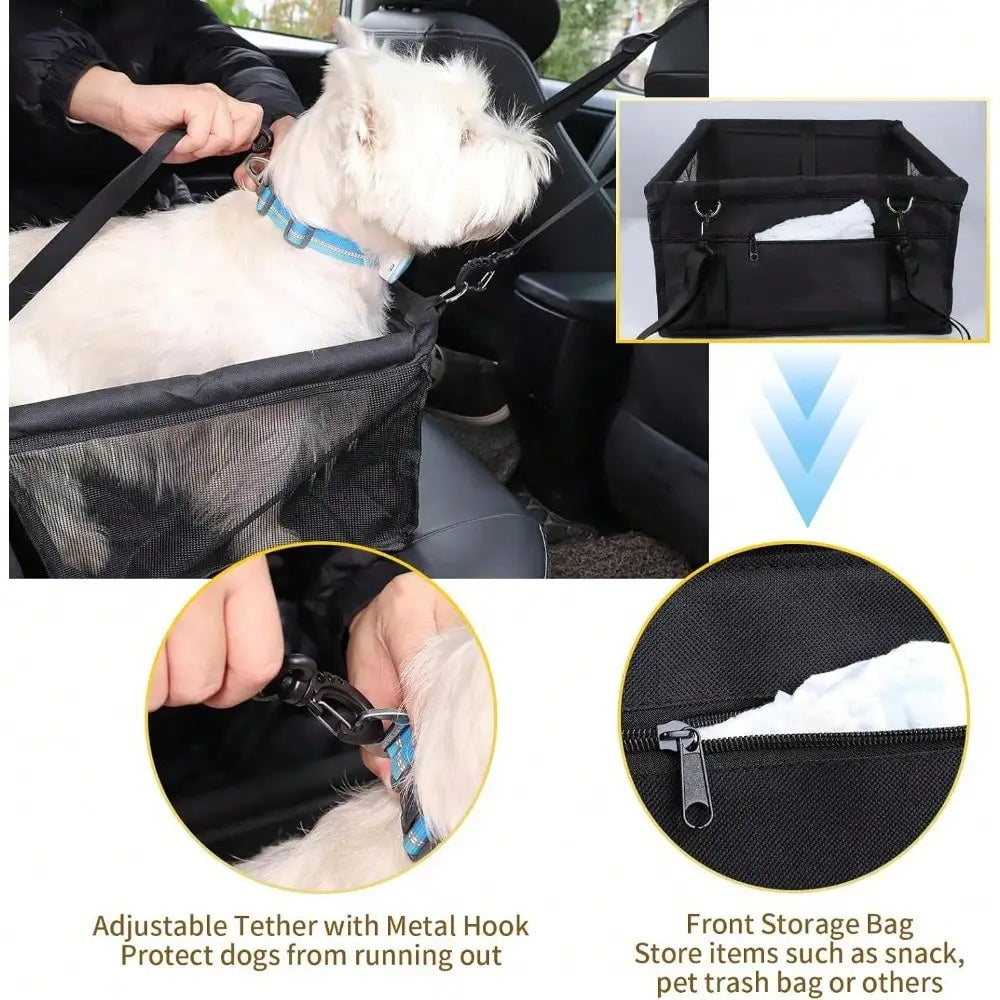 Elevated Dog Booster Car Seat, Adjustable Safety Strap