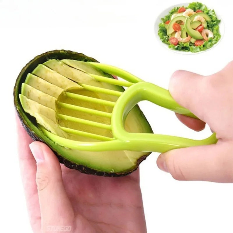 3-in-1 Avocado Slicer, Pitter & Peeler – Plastic Fruit Cutter & Pulp Separator Tool