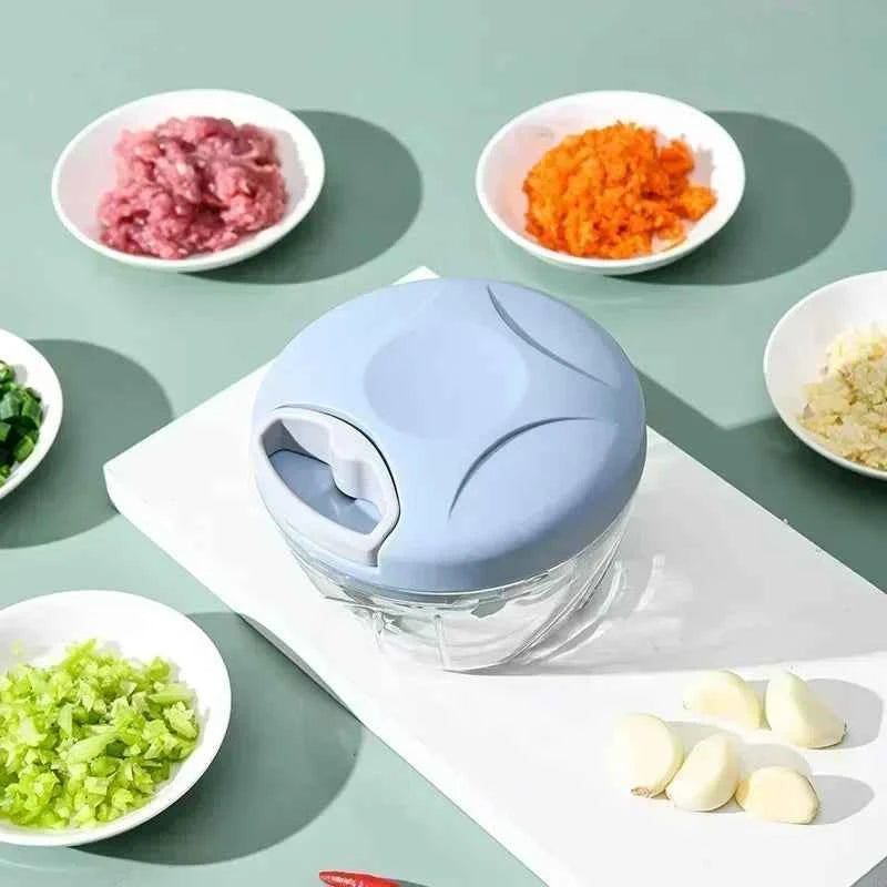 500/900ML Rope Grinder Vegetable Cutter Kitchen Garlic Puller Minced Garlic Chili Fruit Puree Garlic Mixer Rotary Food Processor
