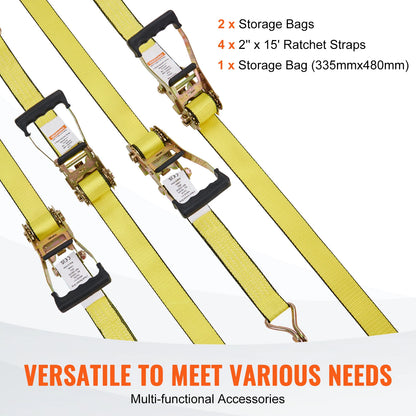 4pcs Ratchet Tie Down Strap Strong Double J Hook Ratchet Belt Luggage Bag Cargo Lashing for Moving Appliances