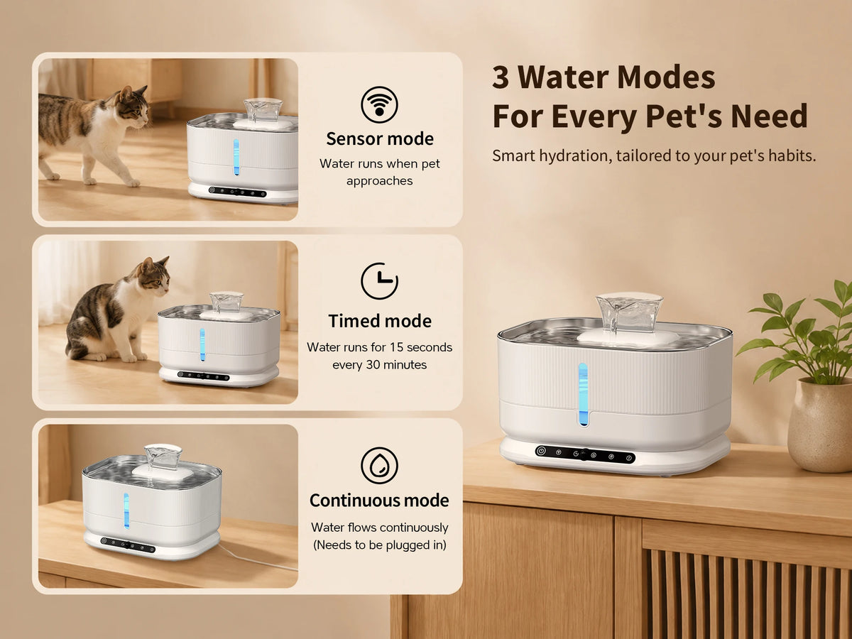 Cordless Cat Water Fountain, 3.5L Rechargeable