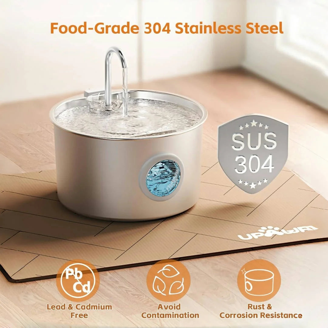 Stainless Steel Cat Water Fountain, 108oz, With Filters