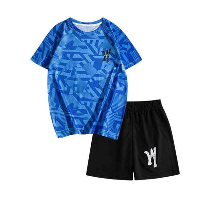 Dubbped Kids Running Clothes Sets Boys Football Jersey Short Sleeve Children Sports Training Uniforms Soccer Jerseys 2-piece Set