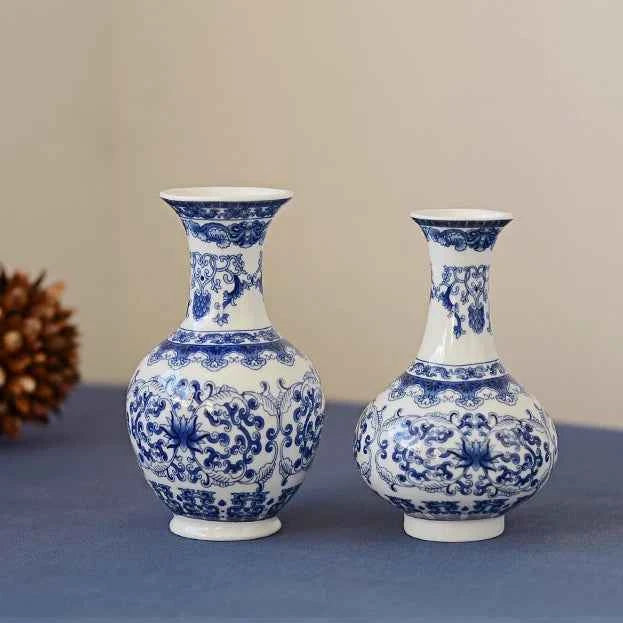 Flower Vase Decoration Home Ceramics Blue And White Vases For Wedding Decor Living Room Ornaments Table Desktop Retro Art Crafts
