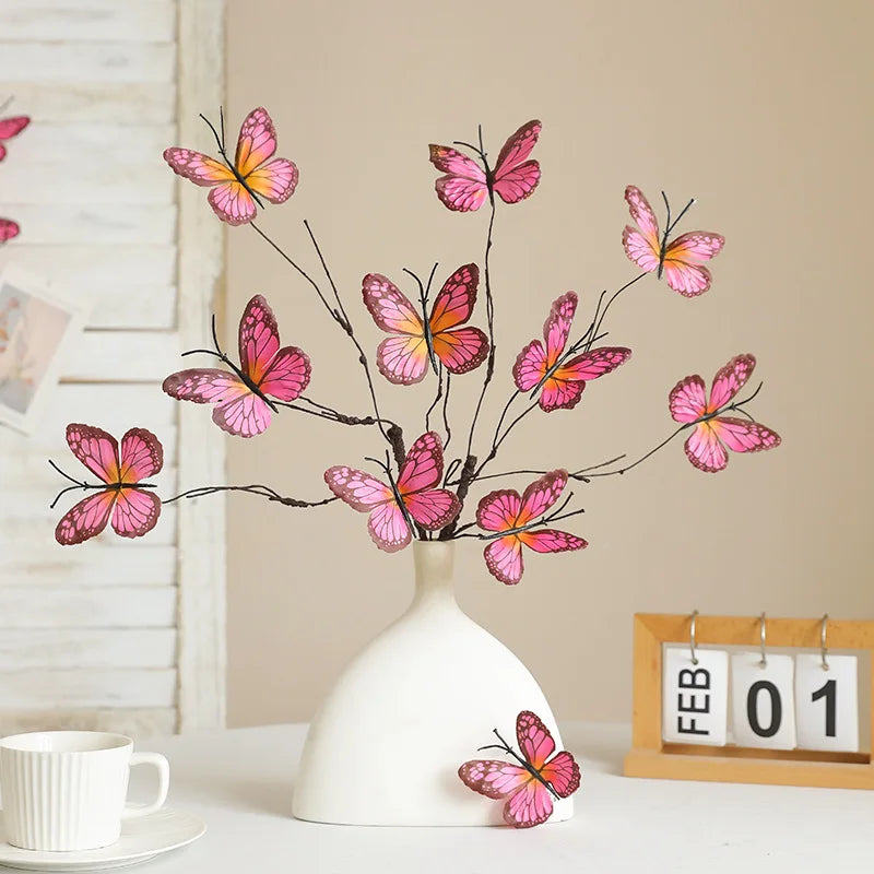 5 Head Butterfly Flower Branch Artificial Flowers Decor Creative Fake Flower For Home Flower Arrangement  Wedding Decorations