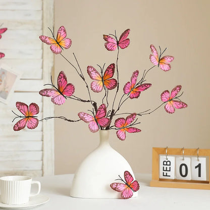 5 Head Butterfly Flower Branch Artificial Flowers Decor Creative Fake Flower For Home Flower Arrangement  Wedding Decorations