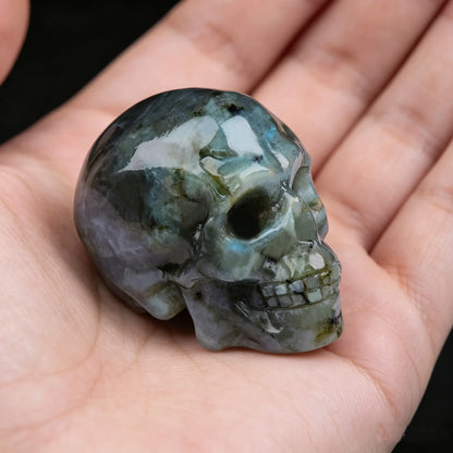 Natural Crystal Skull 2-3in Handmade Lapis Lazuli Obsidian Clear Quartz Labradorite Citrine Rose Quartz Tiger Eye Amethyst Skull Figurine Skull Carving High Quality Home Decor Desk Ornament Office Decor Room Decor Bedroom Dec