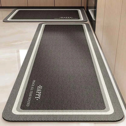 Kitchen Carpet Non-slip Waterproof Oil-proof PVC Leather Floor Mat Minimalist Gray White Letter Long Size Home Decoration Rugs